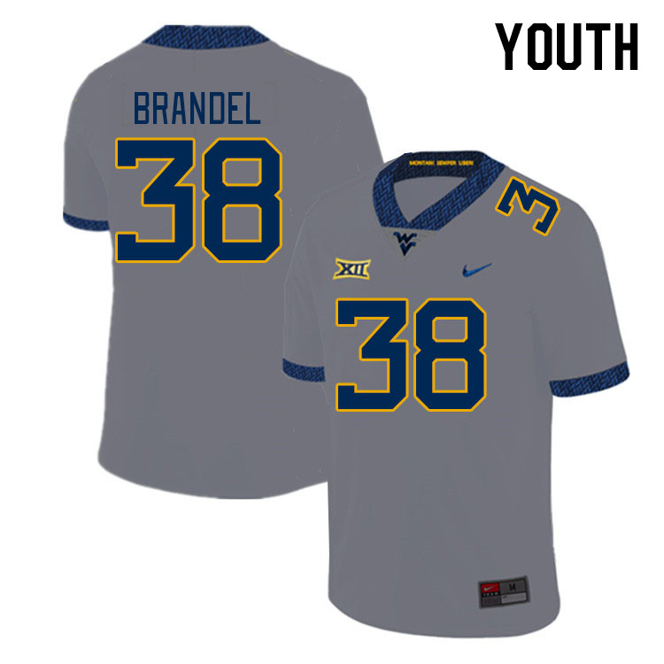 Youth #38 Donald Brandel West Virginia Mountaineers College Football Jerseys Stitched Sale-Gray - Click Image to Close